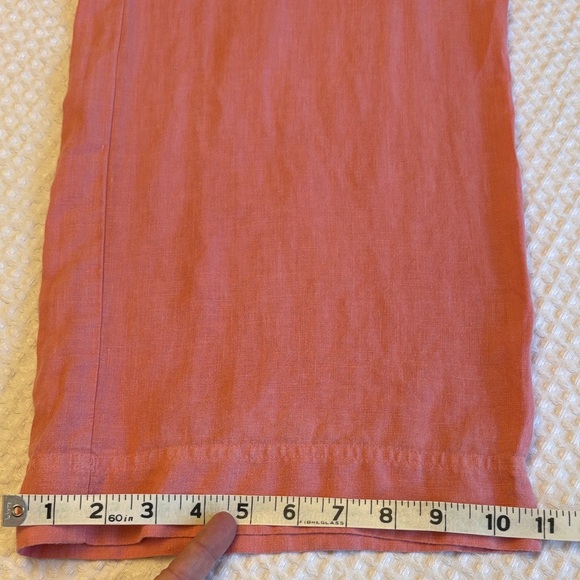 Johnny Was Size MEDIUM Coral Pink Linen Wide Leg Button-Front Pants - Picture 14 of 16
